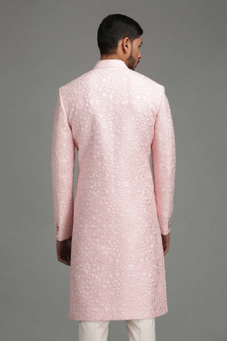 Chatenya Mittal-Pink Floral Embroidered Sherwani With Pant-INDIASPOPUP.COM