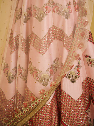 Varun Bahl-Light Pink Chevron Kalidar Set-INDIASPOPUP.COM