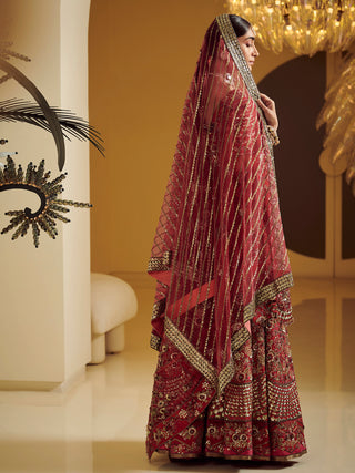 Varun Bahl-Maroon Embroidered Lehenga Set-INDIASPOPUP.COM