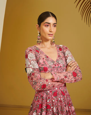 Varun Bahl-Pink Embroidered Gown-INDIASPOPUP.COM
