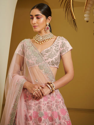 Varun Bahl-Pink Embellished Kali Lehenga Set-INDIASPOPUP.COM