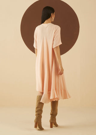 Kanelle-Pink Livia Solid Dress-INDIASPOPUP.COM