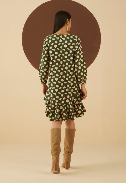 Kanelle-Green Frill Mia Dress-INDIASPOPUP.COM