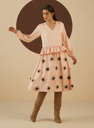 Kanelle-Pink Tori Embroidered Dress-INDIASPOPUP.COM