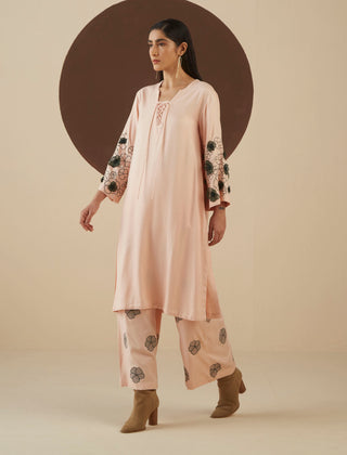 Kanelle-Pink Nora Embroidered Co-Ord-INDIASPOPUP.COM