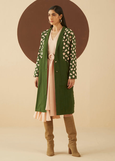 Kanelle-Green Oversized Frida Coat-INDIASPOPUP.COM
