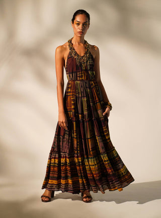 Nikita Mhaisalkar-Multicolour Abstract Print Maxi Dress-INDIASPOPUP.COM