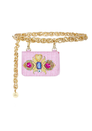 Papa Don'T Preach By Shubhika-Frosted Lavender Chain Link Belt Bag-INDIASPOPUP.COM