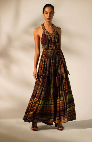 Nikita Mhaisalkar-Multicolour Abstract Print Maxi Dress-INDIASPOPUP.COM