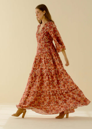 Pozruh-Red Dahlia Maxi Dress-INDIASPOPUP.COM