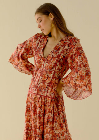 Pozruh-Red Dahlia Maxi Dress-INDIASPOPUP.COM