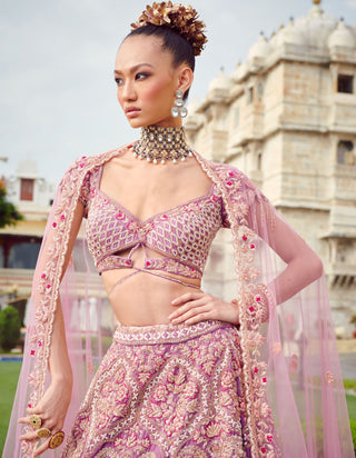 Bindani By Jigar And Nikita-Pastel Lavender Bridal Lehenga Set-INDIASPOPUP.COM