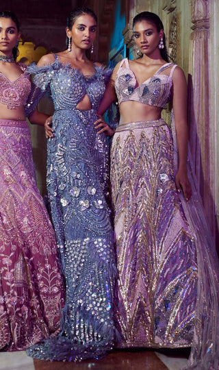 Bindani By Jigar And Nikita-Lilac Lehenga With Blouse-INDIASPOPUP.COM