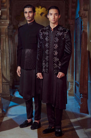 Bindani By Jigar And Nikita-Black Sherwani Kurta Set-INDIASPOPUP.COM