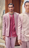 Bindani By Jigar And Nikita-Wine Jacket With Shirt And Pant-INDIASPOPUP.COM