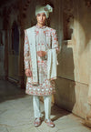Bindani By Jigar And Nikita-Mint Green Sherwani Set-INDIASPOPUP.COM