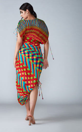 Saaksha & Kinni-Multicolor Pleated Saree Dress-INDIASPOPUP.COM