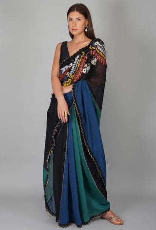 Devyani Mehrotra-Multicolor Sari Set-INDIASPOPUP.COM