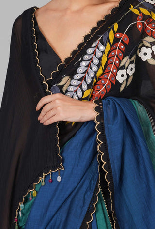 Devyani Mehrotra-Multicolor Sari Set-INDIASPOPUP.COM
