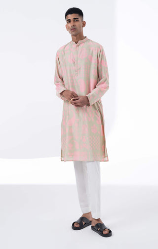 Siddhartha Bansal-Lavender Pink Printed Kurta Set-INDIASPOPUP.COM