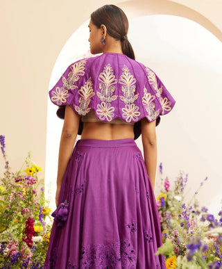 Chandrima-Purple Contrast Cape-INDIASPOPUP.COM