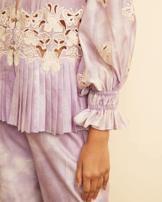 Chandrima-Lilac Tie-Dye Pleated Shirt-INDIASPOPUP.COM