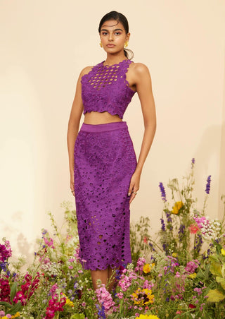 Chandrima-Purple Cutwork Skirt-INDIASPOPUP.COM