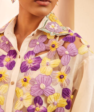 Chandrima-Ivory Pansy Shirt-INDIASPOPUP.COM