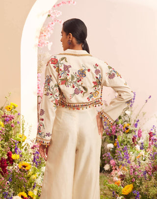 Chandrima-Ivory Embroidered Bolero Jacket-INDIASPOPUP.COM