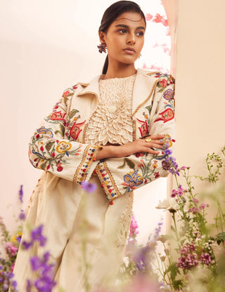 Chandrima-Ivory Embroidered Bolero Jacket-INDIASPOPUP.COM