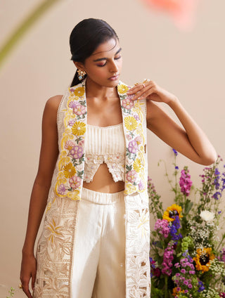 Chandrima-Ivory Lilly Cutwork Jacket-INDIASPOPUP.COM