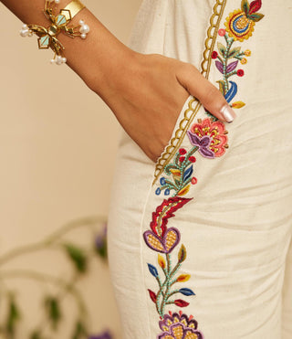 Chandrima-Ivory Embroidered And Cutwork Jumpsuit-INDIASPOPUP.COM