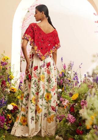 Chandrima-Ivory Chanderi Floral Applique Lehenga-INDIASPOPUP.COM