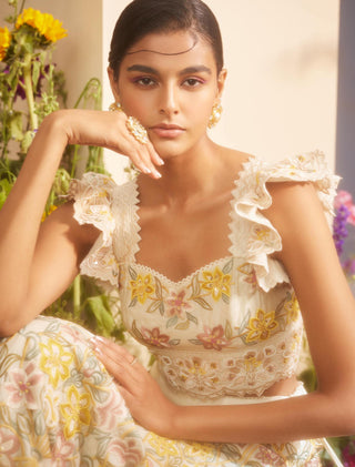 Chandrima-Ivory Multi Pastel Beadwork Bustier-INDIASPOPUP.COM