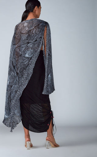 Saaksha & Kinni-Black Print Bustier With Skirt And Shrug-INDIASPOPUP.COM