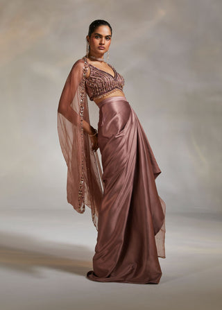 Divya Aggarwal-Vivien Mauve Embellished Skirt And Cape Set-INDIASPOPUP.COM