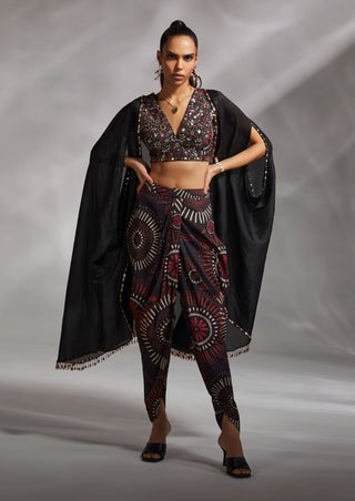 Divya Aggarwal-Zelda Black Embellished Cape And Dhoti Set-INDIASPOPUP.COM
