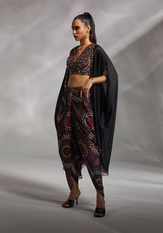 Divya Aggarwal-Zelda Black Embellished Cape And Dhoti Set-INDIASPOPUP.COM