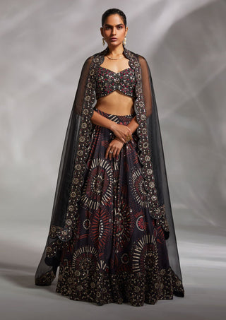 Divya Aggarwal-Valora Black Embellished Lehenga Set-INDIASPOPUP.COM