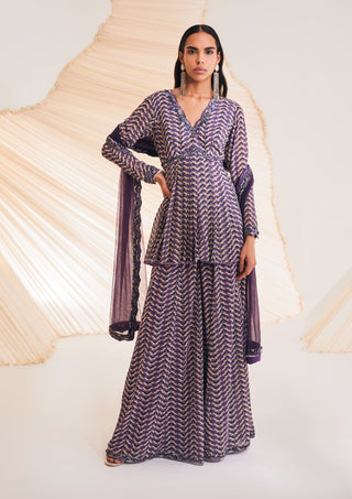 Divya Aggarwal-Meadow Purple Printed Sharara Set-INDIASPOPUP.COM