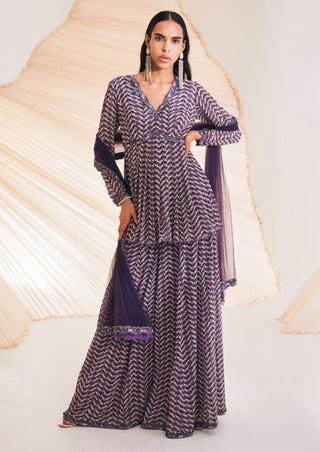 Divya Aggarwal-Meadow Purple Printed Sharara Set-INDIASPOPUP.COM