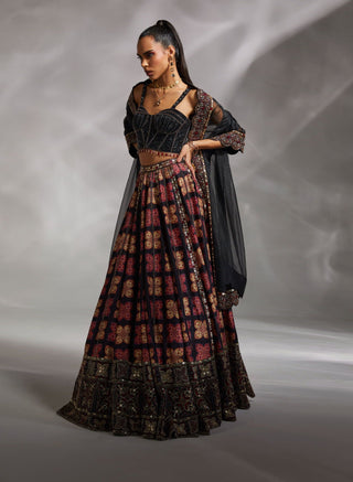 Divya Aggarwal-Leona Black Embellished Lehenga Set-INDIASPOPUP.COM