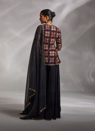 Divya Aggarwal-Etana Black Embroidered Sharara Set-INDIASPOPUP.COM