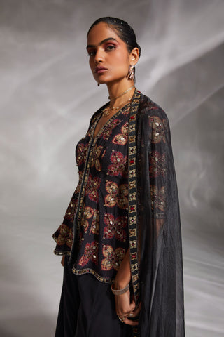 Divya Aggarwal-Etana Black Embroidered Sharara Set-INDIASPOPUP.COM