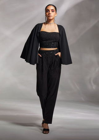 Divya Aggarwal-Ezra Black Embellished Top And Trouser-INDIASPOPUP.COM