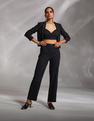 Divya Aggarwal-Audra Black Embellished Jacket And Pant Set-INDIASPOPUP.COM