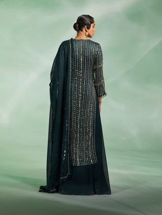 Divya Aggarwal-Eternity Dark Green Kurta Palazzo Set-INDIASPOPUP.COM