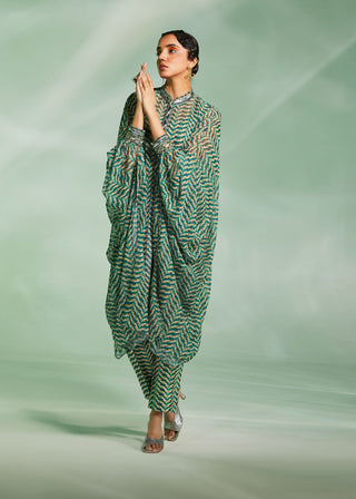 Divya Aggarwal-Riley Green Oversized Kaftan Set-INDIASPOPUP.COM