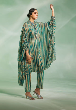 Divya Aggarwal-Riley Green Oversized Kaftan Set-INDIASPOPUP.COM