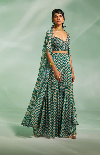 Divya Aggarwal-Aubree Green Embroidered Sharara Set-INDIASPOPUP.COM